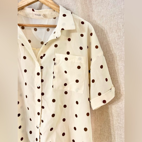 Roolee Polka Dot Button Down Blouse - Picture 7 of 8